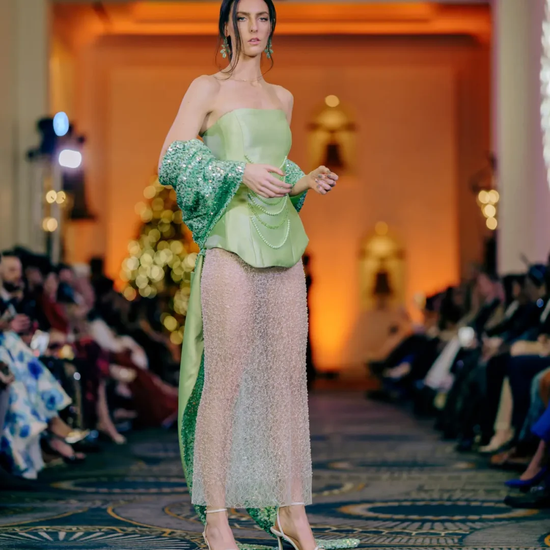 Freya couture short dress fully covered in sparkling rhinestones and crystals