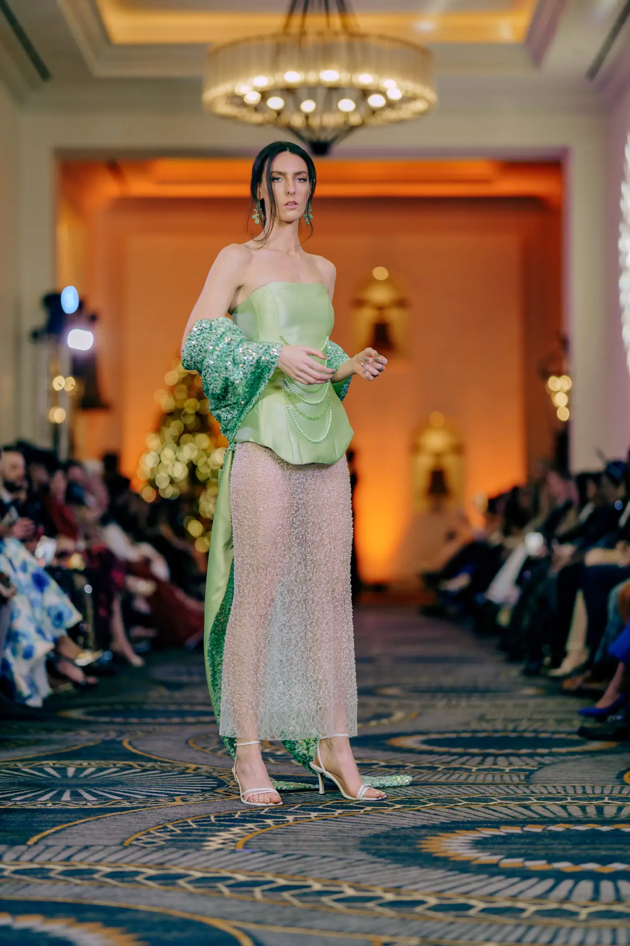 Freya couture short dress fully covered in sparkling rhinestones and crystals