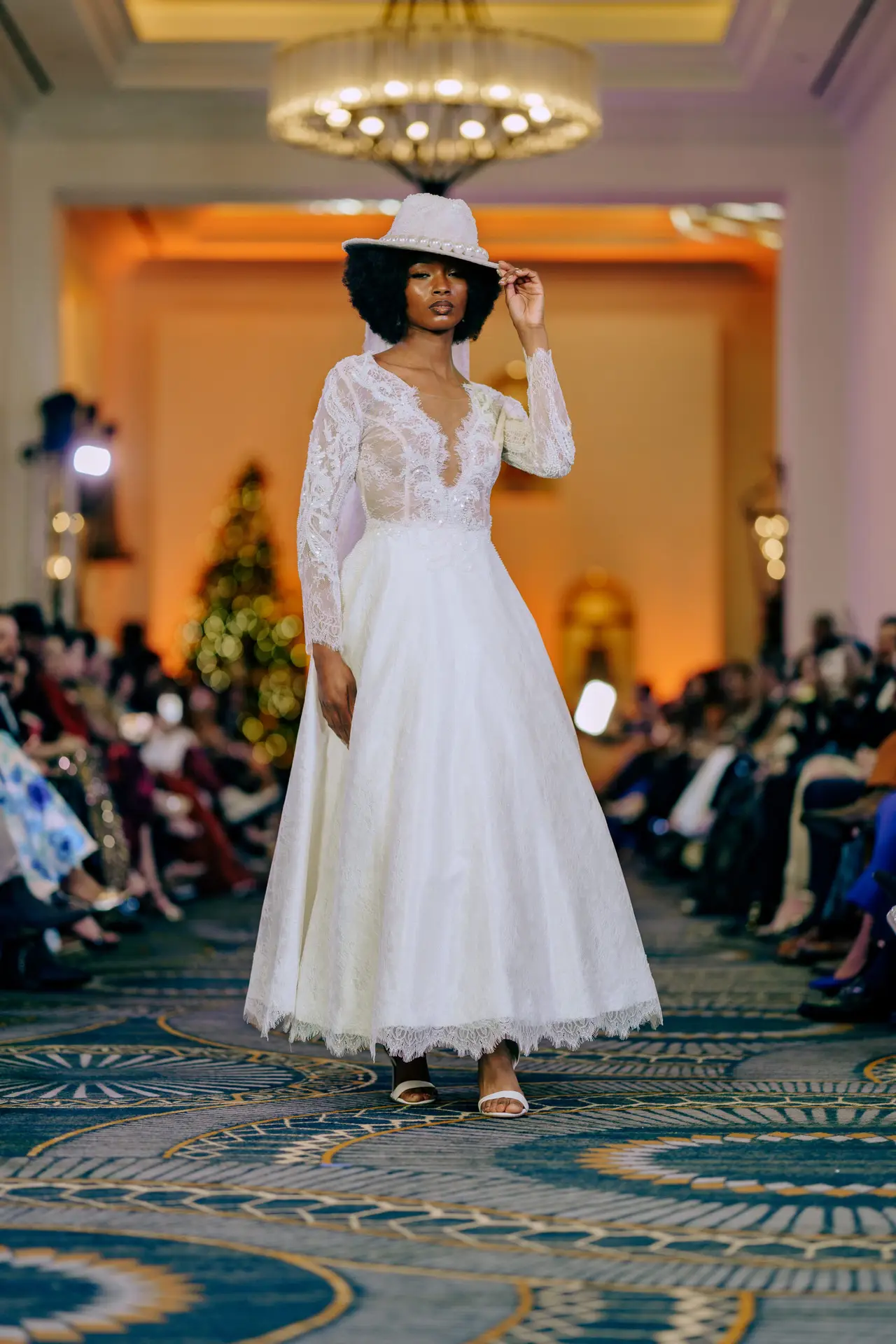 Ethereal Selene haute couture silver gown with luminous crystal and pearl moon details